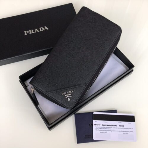 Alternative view of Prada Saffiano Long Wallet Black Silver