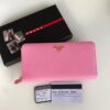 Prada Saffiano Long Zipper Wallet Pink