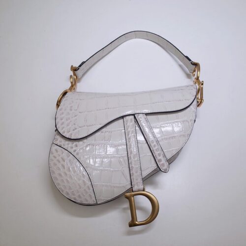 Dior Saddle Bag Crocodile White