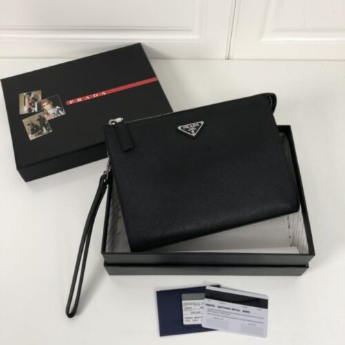 Prada Saffiano Pouch Silver