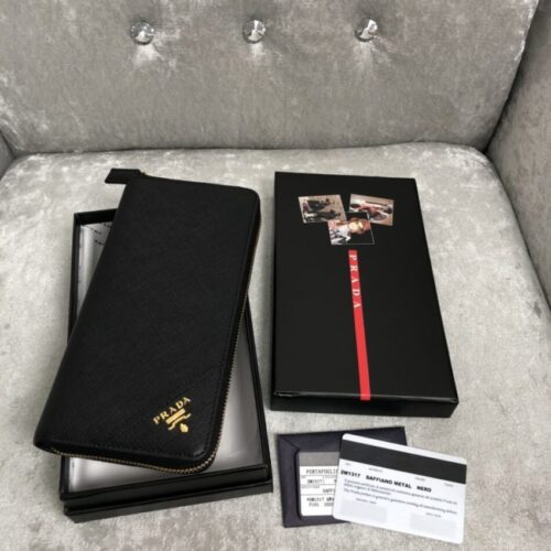 Prada Saffiano Long Wallet Black
