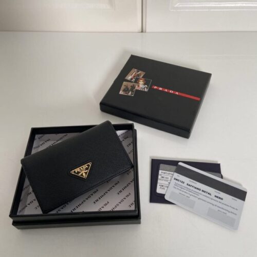 Prada Saffiano Wallet Black Silver