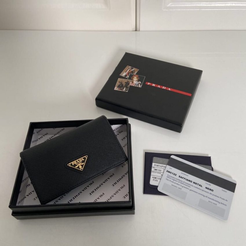 Prada Saffiano Wallet Black Silver