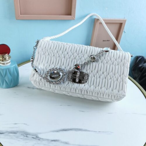 Miu Miu Crystal Handbag White