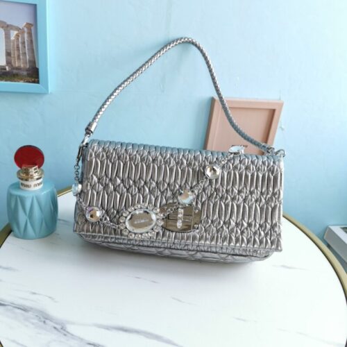 Miu Miu Crystal Handbag Silver