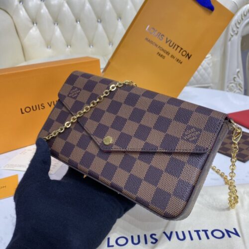 LV Félicie Pochette Brown Grid