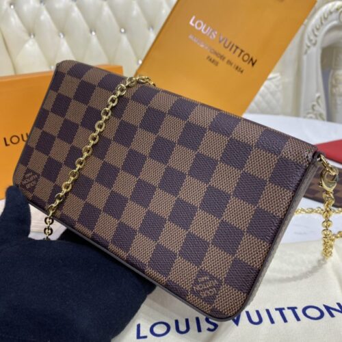 Alternative view of LV Félicie Pochette Brown Grid