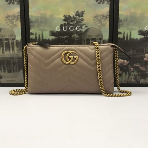 Gucci Marmont Matelasse Wallet On Chain Beige