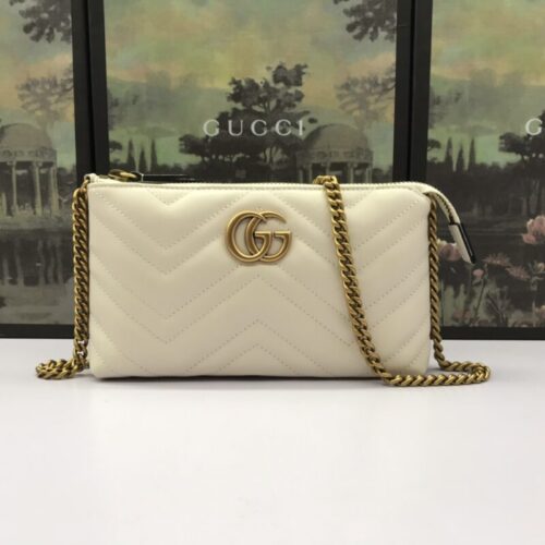 Gucci Marmont Matelasse Wallet On Chain White