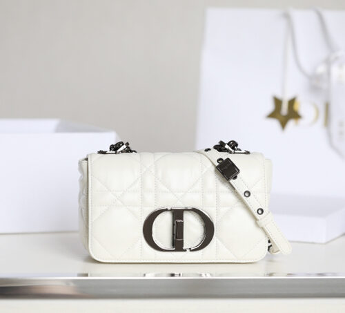 Dior Caro Bag White Gunmetal