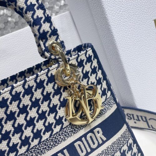 Alternative view of Lady Dior Medium  D-Lite Houndstooth  Canvas