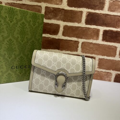 Gucci Dionysus  GG Chain Wallet  Denim Beige