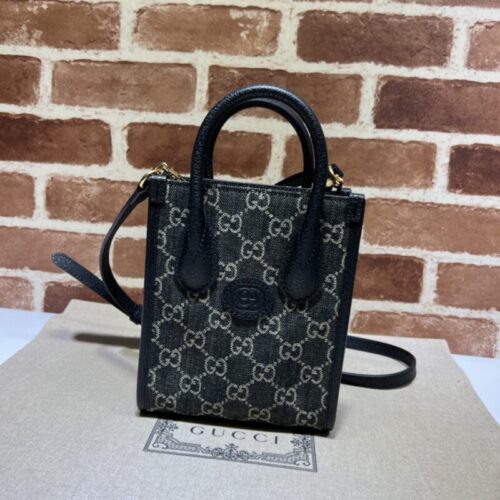 Gucci  Ophidia Mini Tote Bag  Black Denim