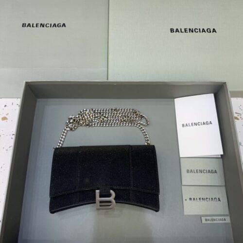 Balenciaga Hourglass On Chain Shine Black