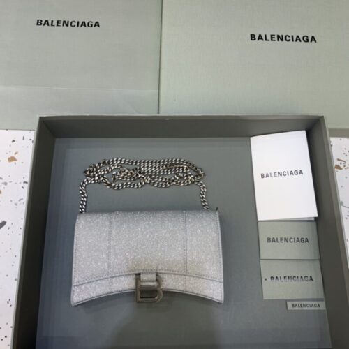 Balenciaga Hourglass On Chain Shine Silver