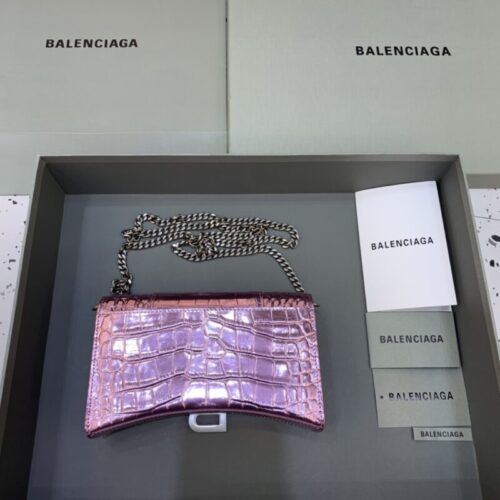 Alternative view of Balenciaga Hourglass On Chain Shine Purple