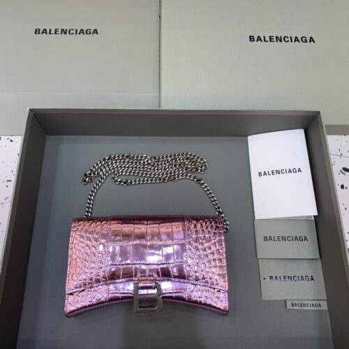 Balenciaga Hourglass On Chain Shine Purple