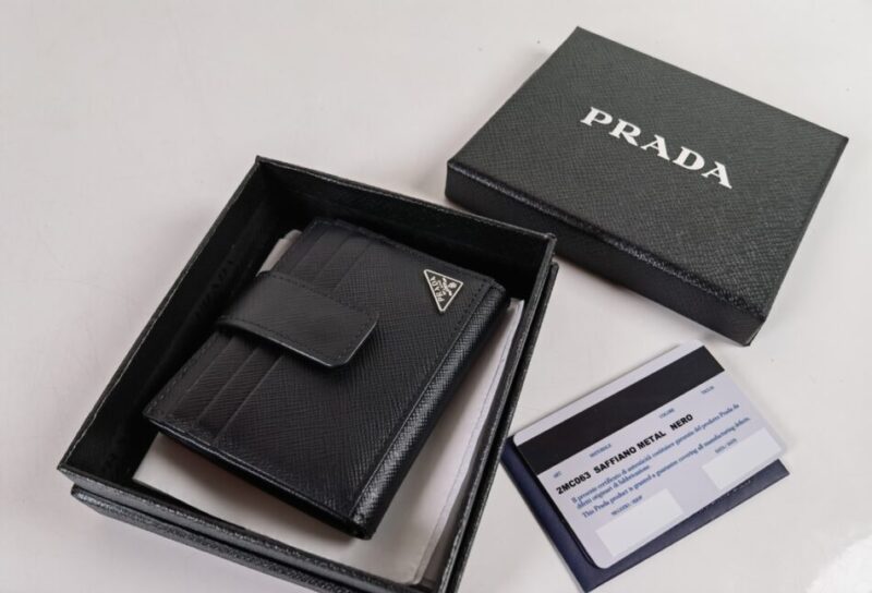 Prada Saffiano Two Fold  Compact Wallet