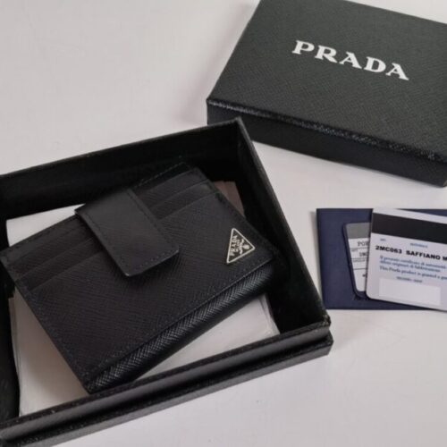 Prada Saffiano Two Fold Wallet Silver