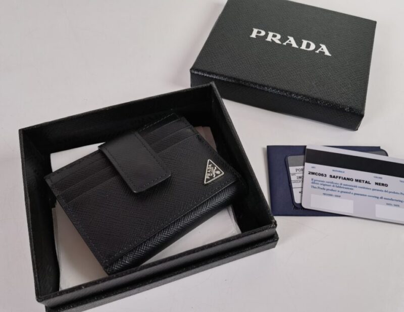 Prada Saffiano Two Fold Wallet Silver