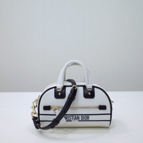 Dior Vibe Zip Bowling Bag White