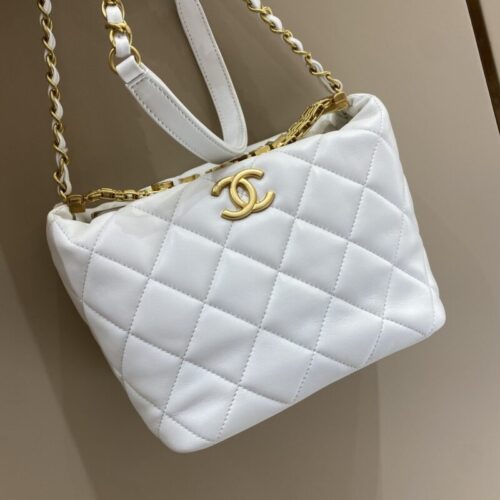CHANEL 22s Rhinestone Hobo White