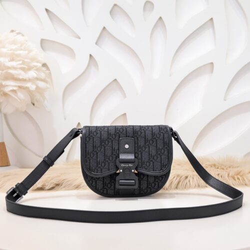 Dior Mini Gallop Bag with Strap Black Canvas