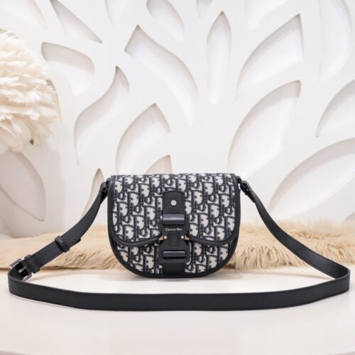 Dior Mini Gallop Bag with Strap White Canvas