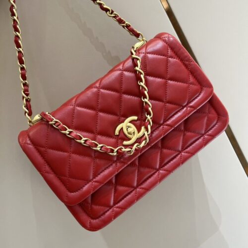 CHANEL Tofu  Bag Red
