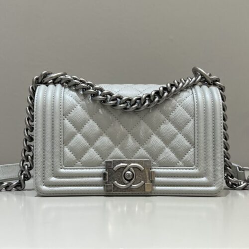 CHANEL Le Boy Grey Silver