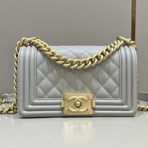 CHANEL Le Boy  Grey Gold