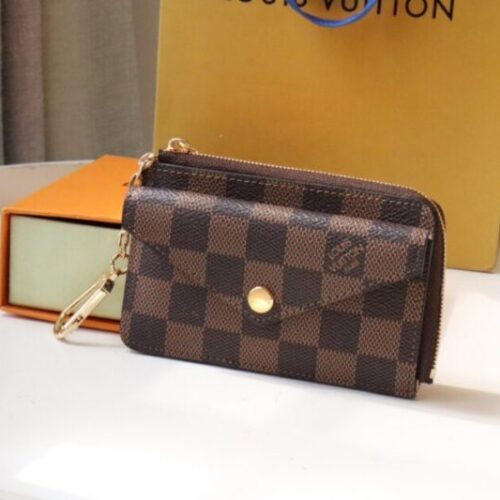 LV Card Holder Recto Verso Grid Brown