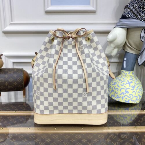 LV Noe  Bucket White Grid MM