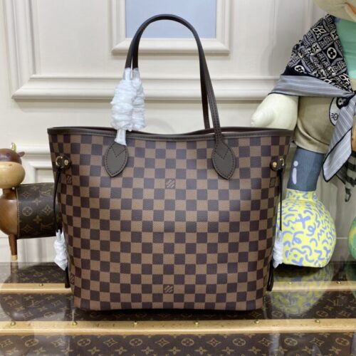 LV Neverfull MM  Grid Pink Inside