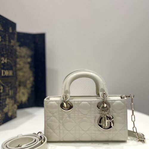 Dior Lady D-Joy Bag  White Patent