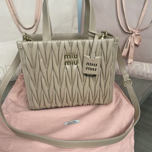 Miu Miu Matelassé  Tote Beige