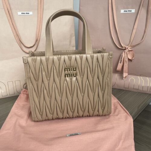 Miu Miu Matelassé  Tote Brown