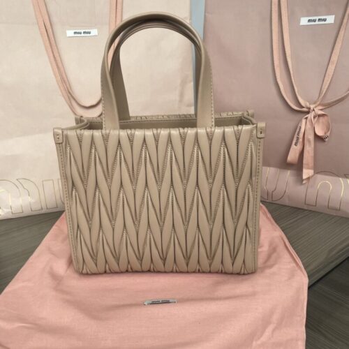 Alternative view of Miu Miu Matelassé  Tote Brown