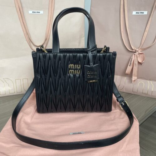 Miu Miu Matelassé  Tote Black
