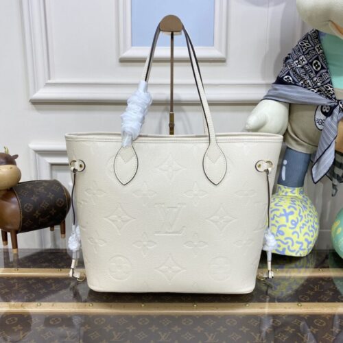 LV Neverfull MM Full Beige