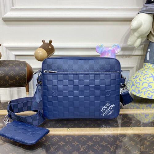 LV Trio Messenger Blue Grid