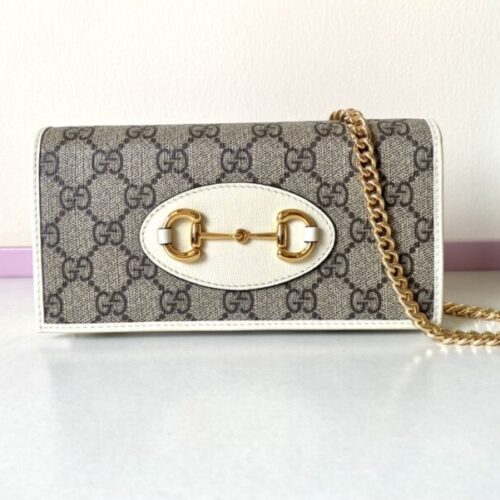Gucci Horsbet  Chain Clutch White