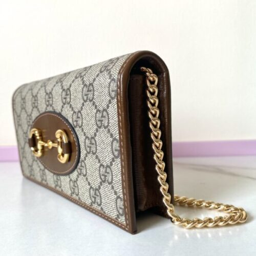 Alternative view of Gucci Horsbet  Chain Clutch Brown