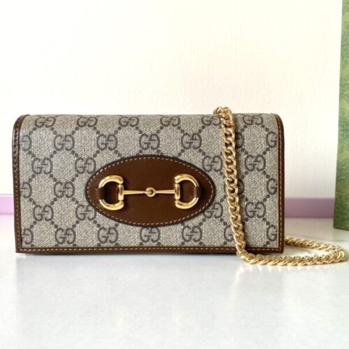 Gucci Horsbet  Chain Clutch Brown
