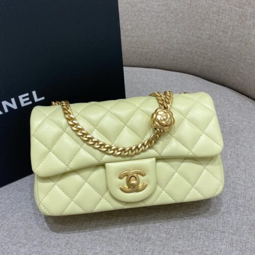CHANEL Camellia Flap Yellow