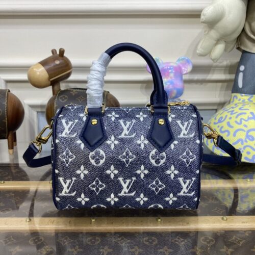 LV Speedy Bandouliere Blue Denim
