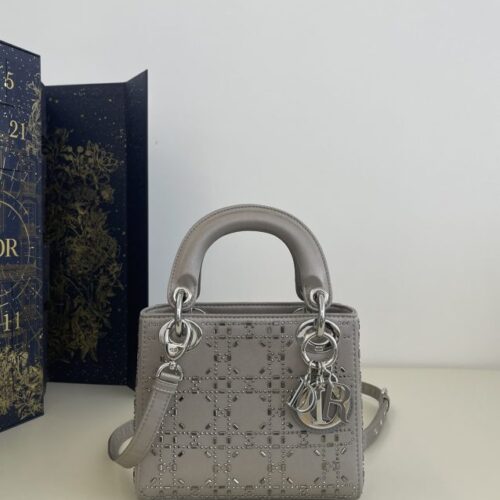 Lady Dior Mini Satin Grey