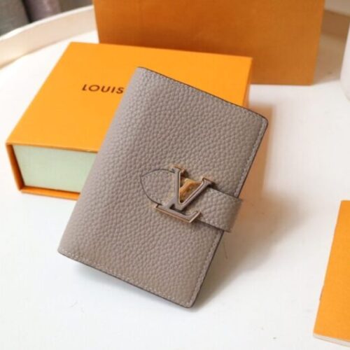 LV Vertical Compact Wallet Beige