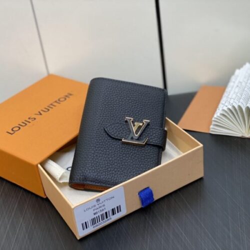 LV Vertical Compact Wallet Black