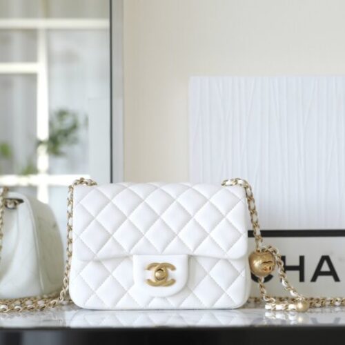 CHANEL CF 20 cm Golden Ball White